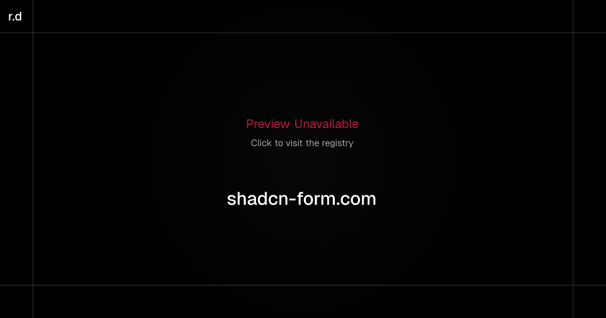 Shadcn Form Builder registry preview